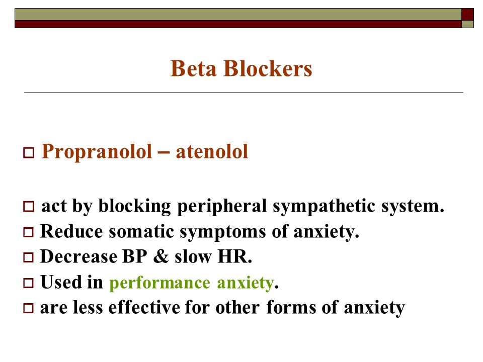 atenolol and anxiety disorder
